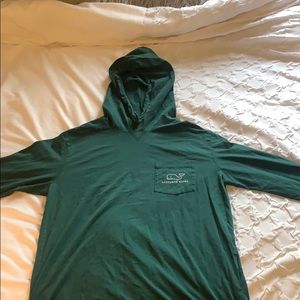 VINEYARD VINES green cotton thin hoodie/longsleeve
